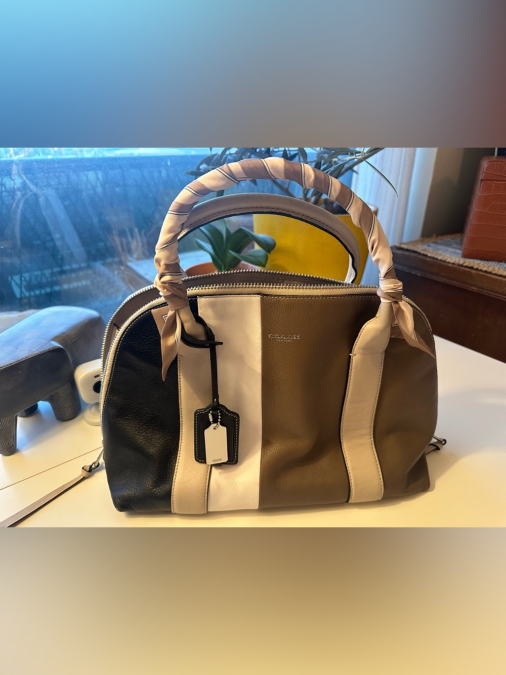 Coach Bleecker Preston Colourblock Satchel 👜 + Twilly
